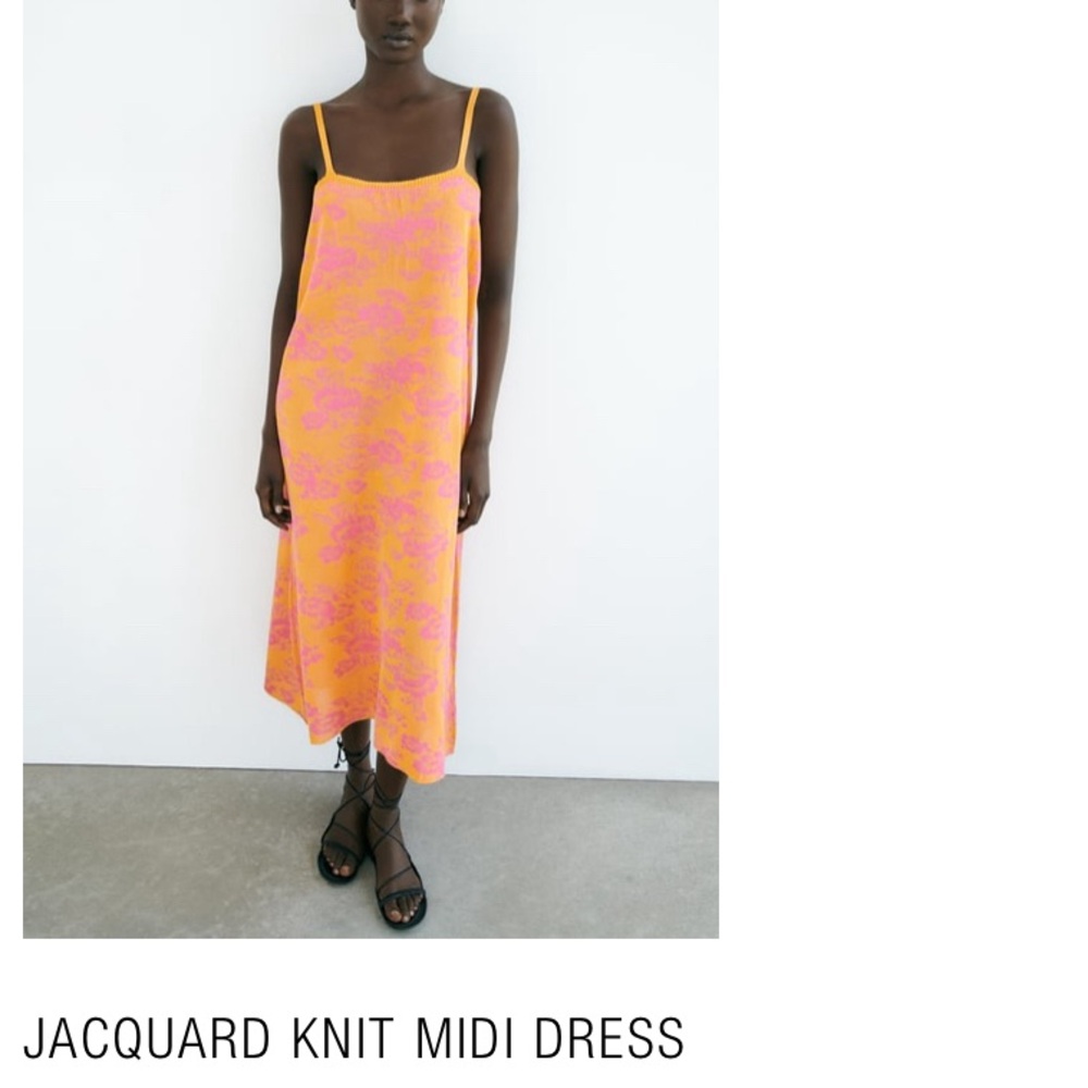 Zara orange and pink midi dress